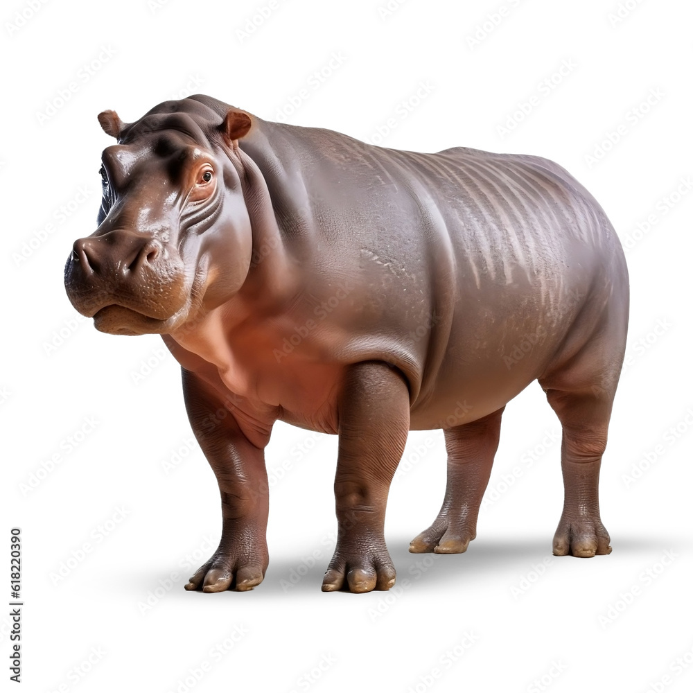 Fototapeta premium Hippopotamus on transparent png background