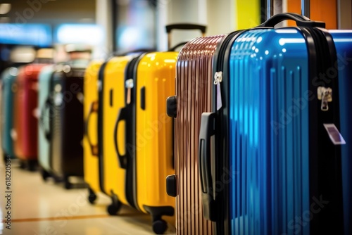 luggage suitcases at the airport for vacations and holiday AI Generated