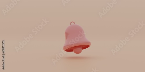 Pink love bell alarm reminder alert on notification heart bubble message 3d background with creative chat new contact mobile attention or minimal pastel smartphone ring and cute email social notice.