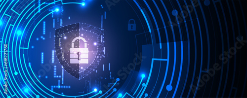 Cyber security and information or network protection. Future technology web services for business and internet project