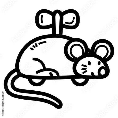 Mouse toy line icon style