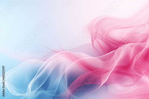 A beautiful light blue background with white smoke trailing across the floor with pink lighting. Abstract background for presentation