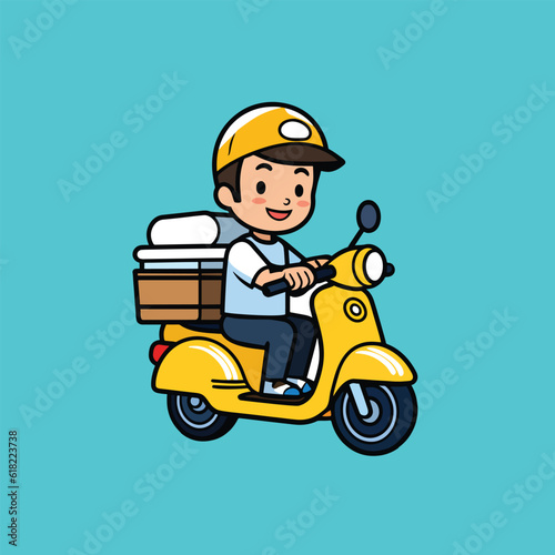 Online delivery service: Speedy delivery man on a scooter