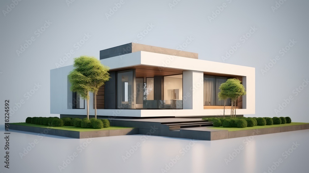Modern house exterior with empty background for real estate concept.3d rendering