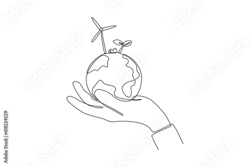 Single one line drawing ESG - Environmental, Social, and Governance concept. Continuous line draw design graphic vector illustration.