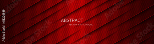 Abstract red steel mesh background with red glowing lines with free space for design. Modern technology innovation concept background. Perforated dark red metal sheet for background image.
