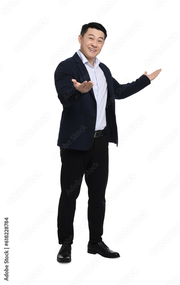 Businessman in suit posing on white background Businessman in suit posing on white background