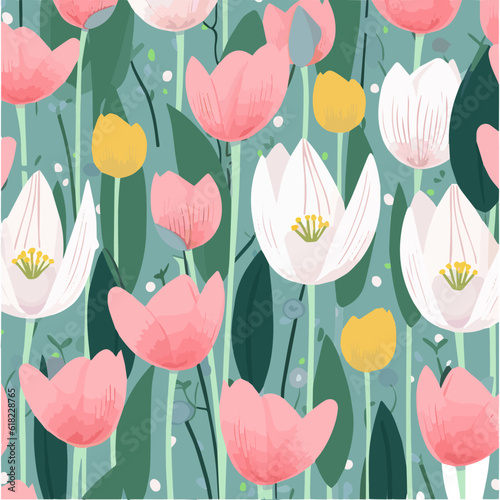 seamless pattern with tulips