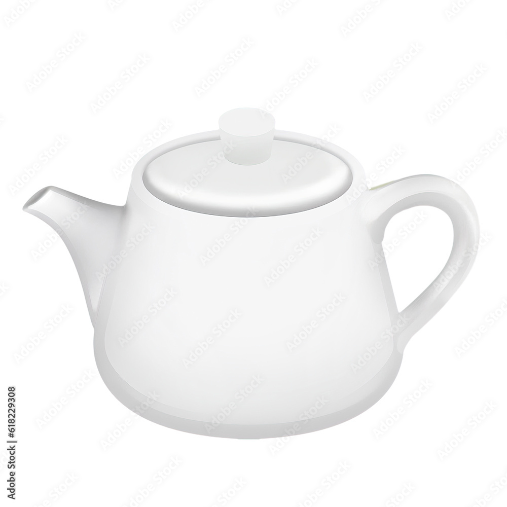 Tea in white ceramic tea pot, digital illustration icon, digital oil pain style, isolated, hand drawn food illustration Tea in white ceramic tea pot, digital illustration icon, digital oil pain style, isolated, hand drawn food illustration