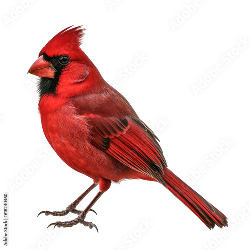 red cardinal bird isolated on transparent background cutout