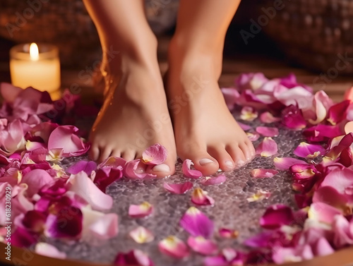 Spa treatment for female feet and relax time.Generative Ai.