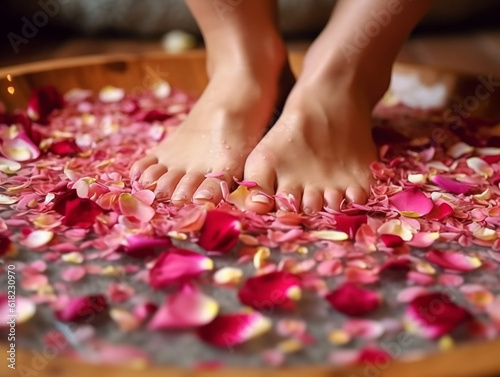 Spa treatment for female feet and relax time.Generative Ai.