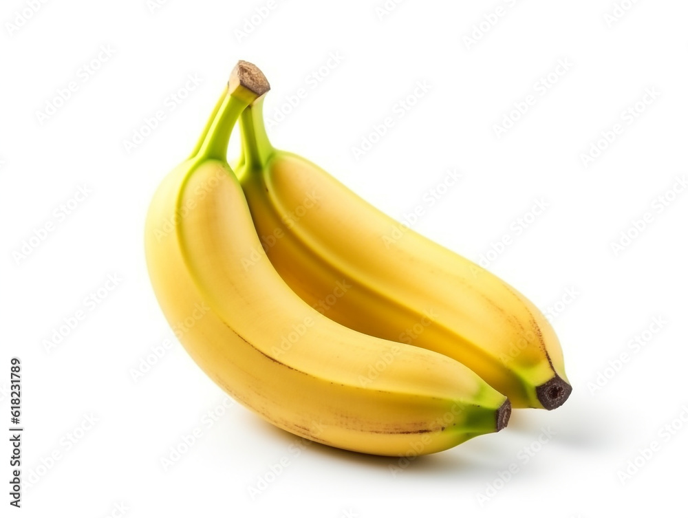 Banana isolated on white background.Generative Ai. Banana isolated on white background.Generative Ai.
