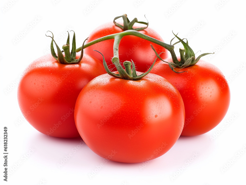 Tomato isolated on white background .Generative Ai. Tomato isolated on white background .Generative Ai.