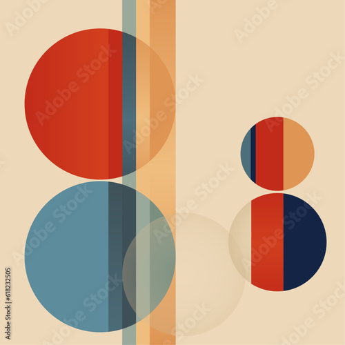 Mid Century Modern Poster Design, Floating Circle Gradient, Mid Century Art, MCM Art, Poster Designs, Backgrounds, Retro Inspired Art, Trendy Art