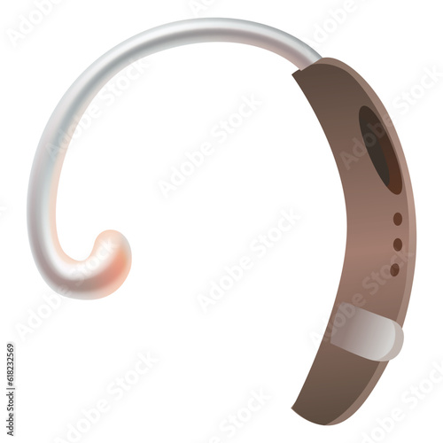 Hearing aid. Sound amplifier for patients with hearing loss. Medicine and health. Realistic object. Treatment and prosthetics in otolaryngology