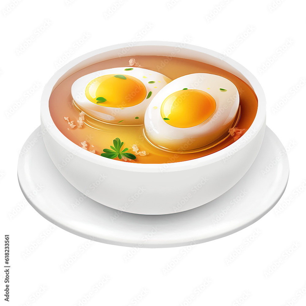 Soup illustration icon, digital paint on white background collection, isolated transparent png