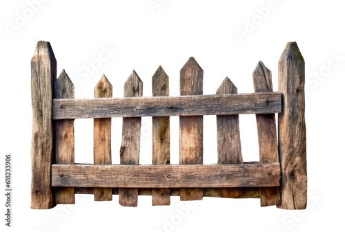 Old wooden fence isolated on transparent background