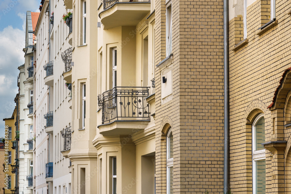 Historic townhouses. the center of a European city