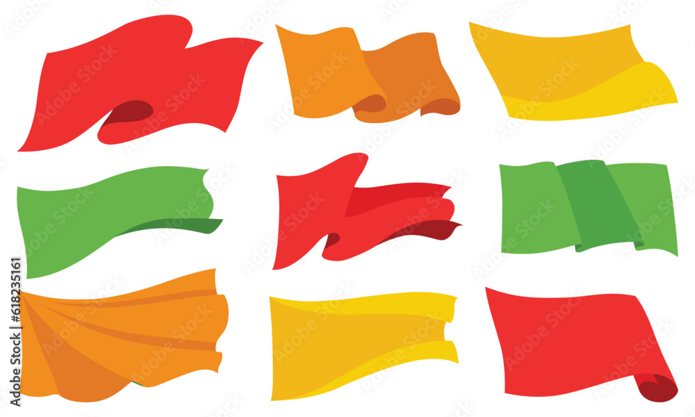 Waving flags Set of color flags template on white background National Waving flags Set of color flags template on white background National