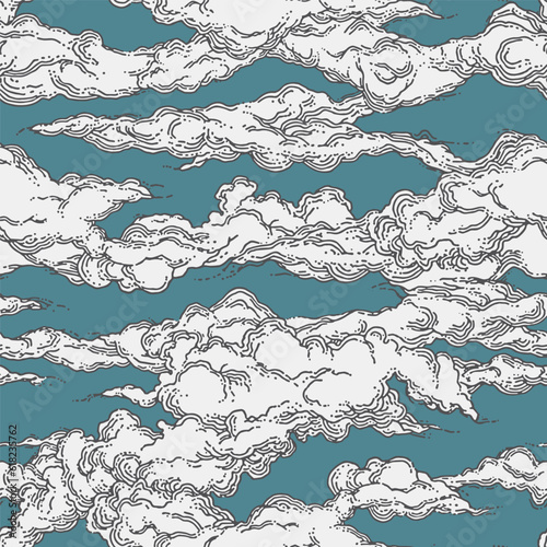 Vector Clouds seamless pattern design, Clouds design, Traditional pattern, Sky, Sky, Rain, Asian pattern