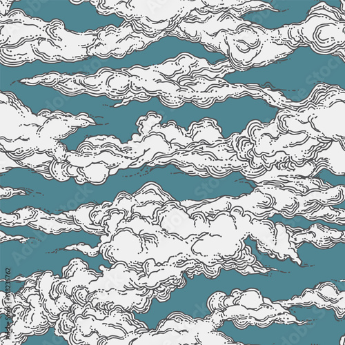 Canvas Print Vector Clouds seamless pattern design, Clouds design, Traditional pattern, Sky,