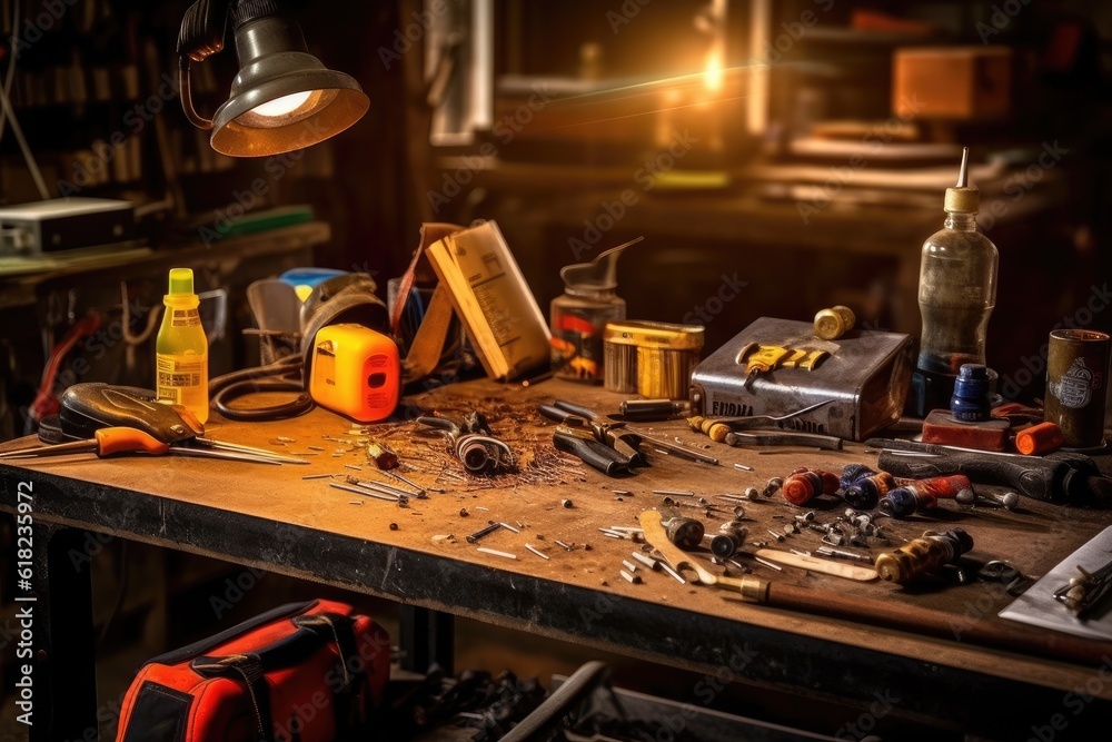 photo welding workplace desk with stuff and equipment photo welding workplace desk with stuff and equipment