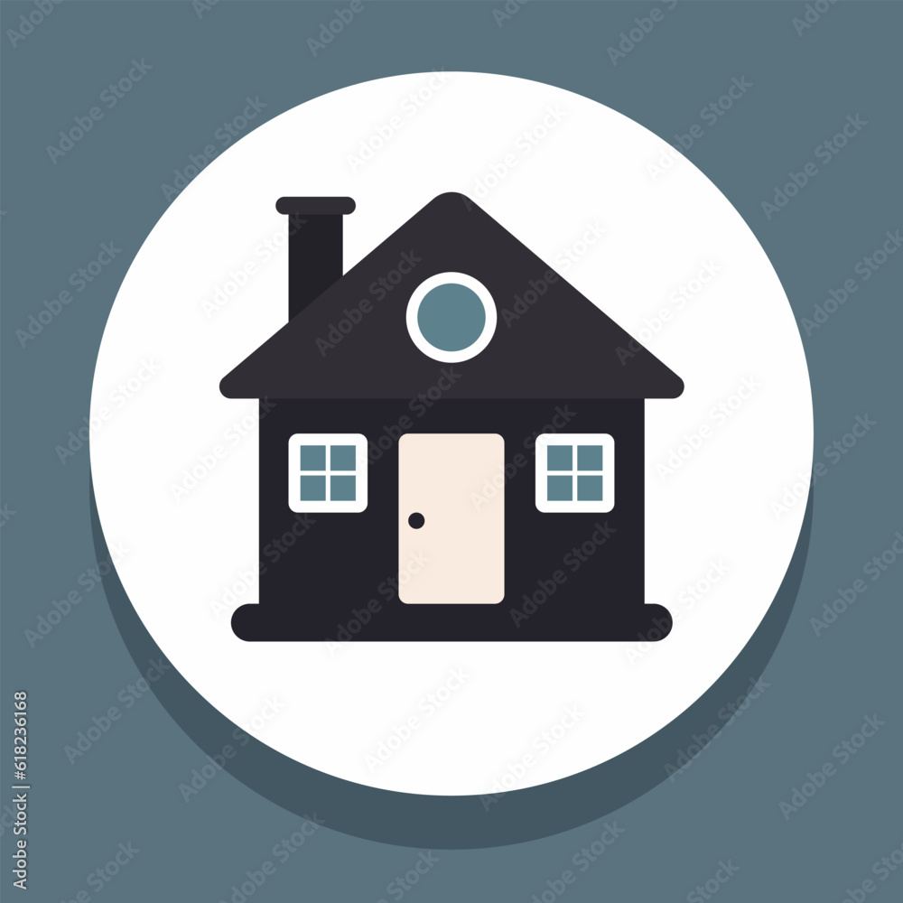 Residential building or home icon. Facade, building exterior. Vector clipart. Residential building or home icon. Facade, building exterior. Vector clipart.