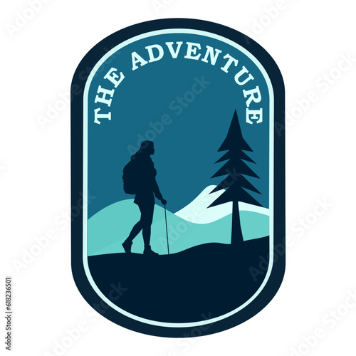 Adventure logo with dark blue design. Hiking Club Expedition Logo Design.