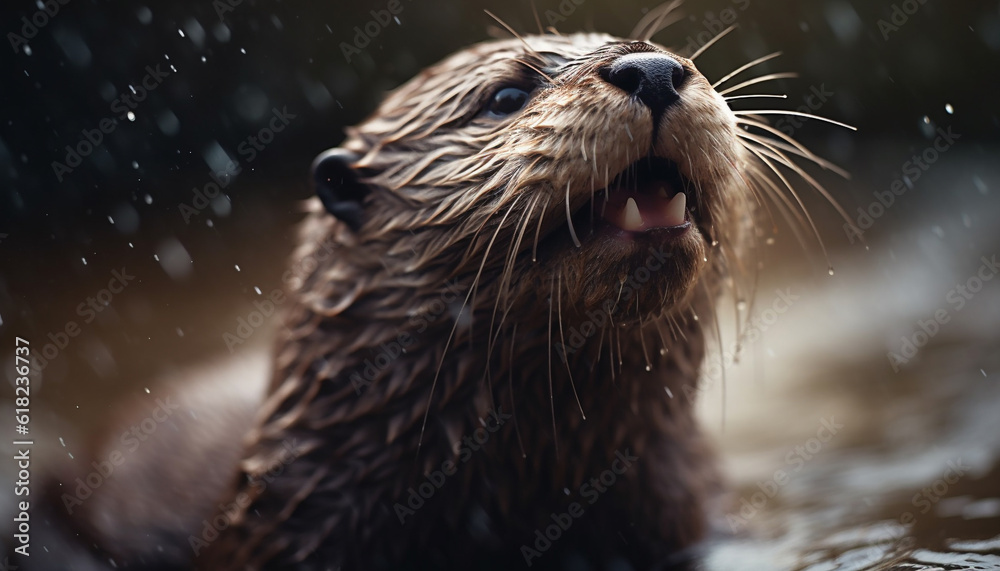A playful seal looks at camera, wet and cute generated by AI A playful seal looks at camera, wet and cute generated by AI
