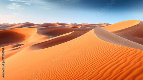 Beautiful Sand dunes in the Sahara Desert .Generative Ai. © Inlovehem