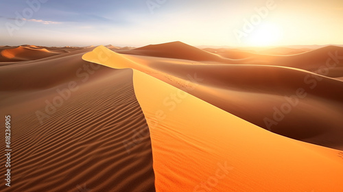 Beautiful Sand dunes in the Sahara Desert .Generative Ai. © Inlovehem