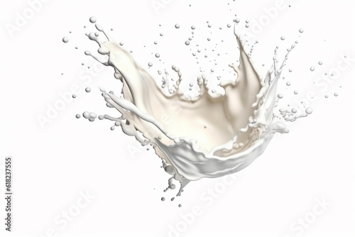 White milk splash isolated on white background.Generative Ai.