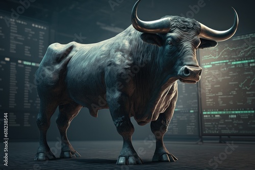 wallstreet bull concept of stock market  investment optimism