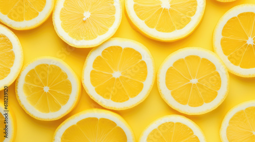 lemon slices on yellow background