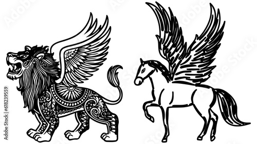 Wallpaper Mural black and white horse Torontodigital.ca