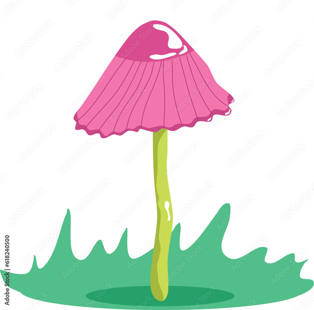 Magical fairy mushroom in a vector for children's design of books, cards, gifts and toys. Magic mushroom in vector for casual mobile games. pink green Magical fairy mushroom in a vector for children's design of books, cards, gifts and toys. Magic mushroom in vector for casual mobile games. pink green
