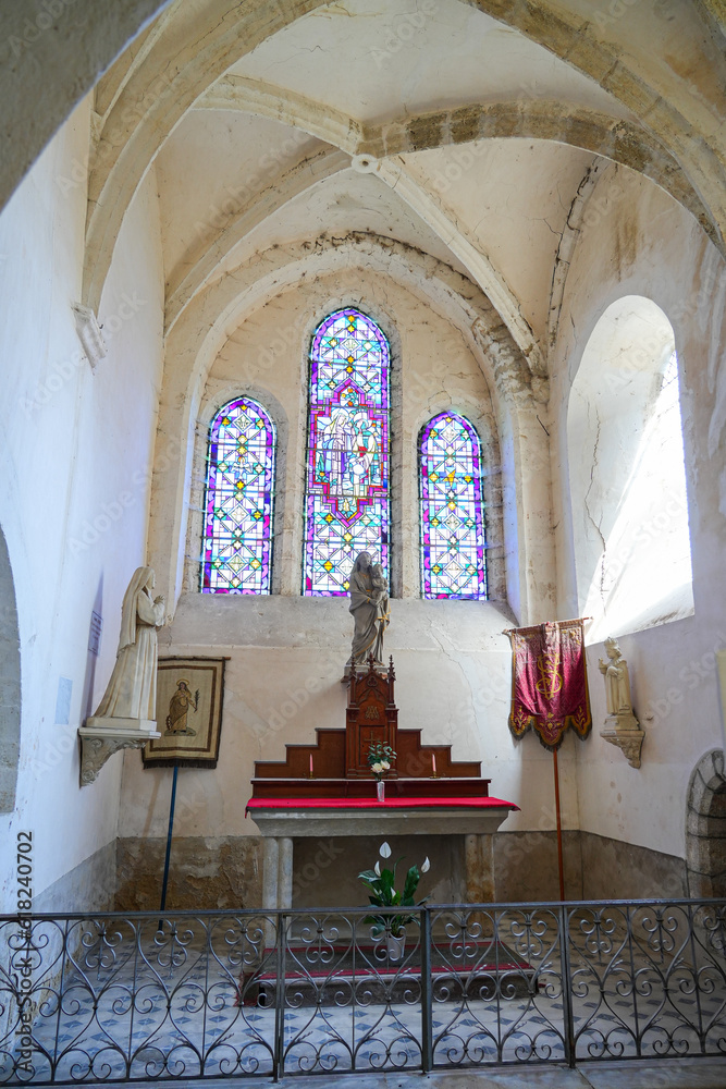 Gothic chapel in the church of Saint Gault in Yèvre le Châtel, a medieval village located in the French department of Loiret, Centre Val de Loire, France