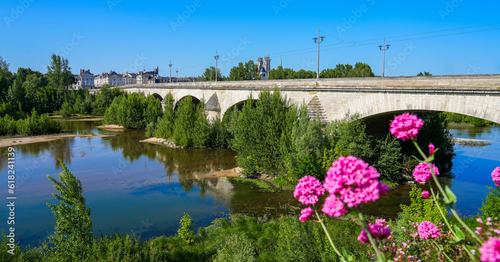 Bridge George V spanning the Loire river in Orléans in the French department of Loiret, Centre-Val de Loire, France