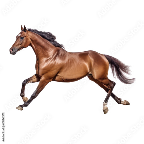 horse running isolated on transparent background cutout