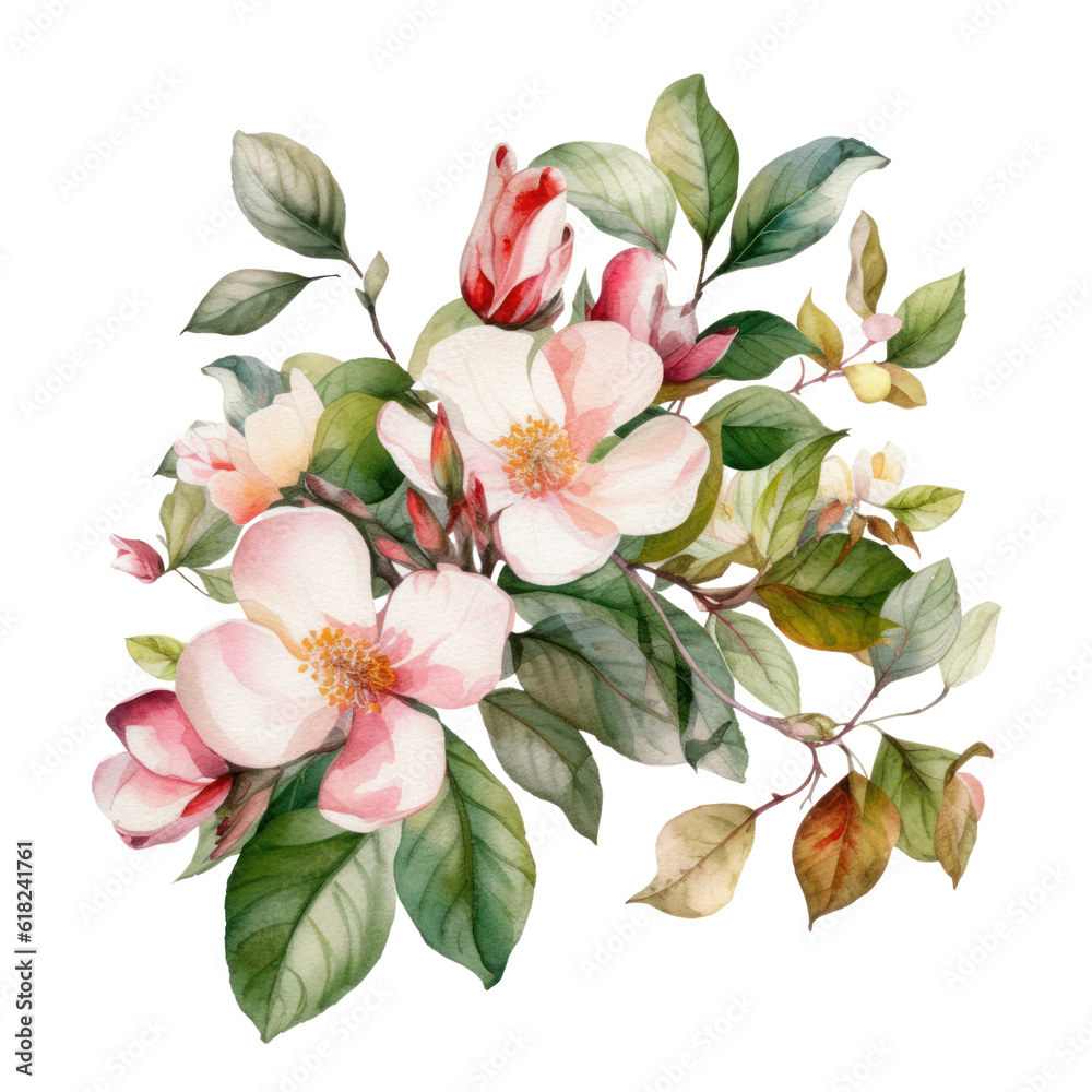 bouquet of flowers watercolor isolated on transparent background cutout