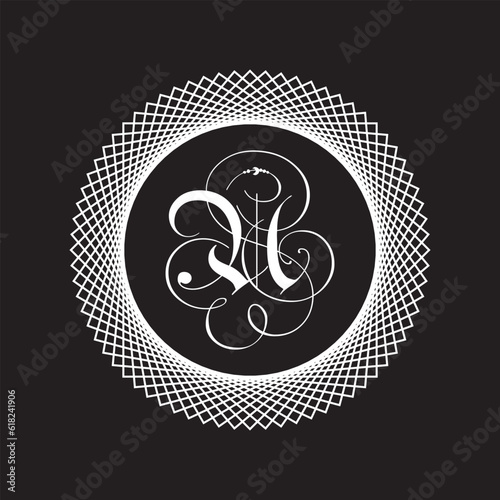 White color all font vector logo design in black background,