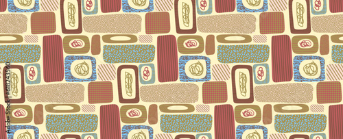 Seamless pattern in retro style. Abstract drawing in a flat style. Scribble.