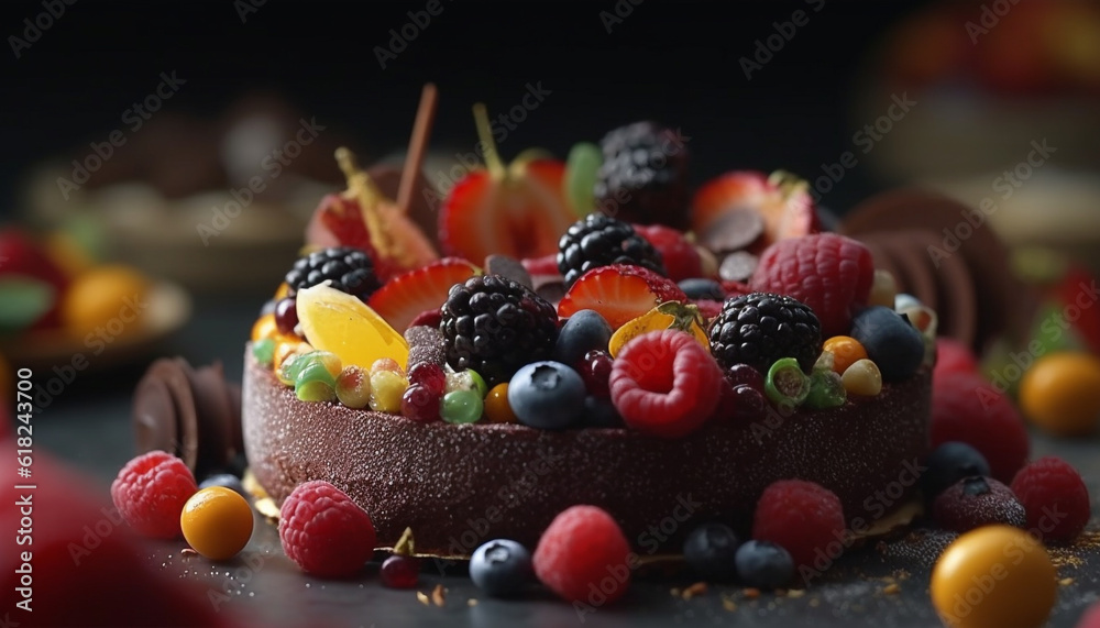 A homemade berry cheesecake, a sweet indulgence generated by AI A homemade berry cheesecake, a sweet indulgence generated by AI