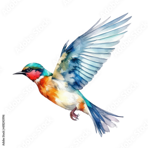 bird of paradise watercolor isolated on transparent background cutout