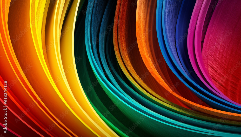 Naklejka premium A futuristic rainbow spiral decoration in motion generated by AI