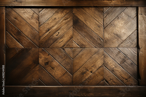 Distressed Vintage: A weathered and distressed parquet design for a vintage look, types of parquet background, textures Generative AI