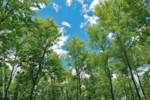 photo of Early summer blue sky little leaves