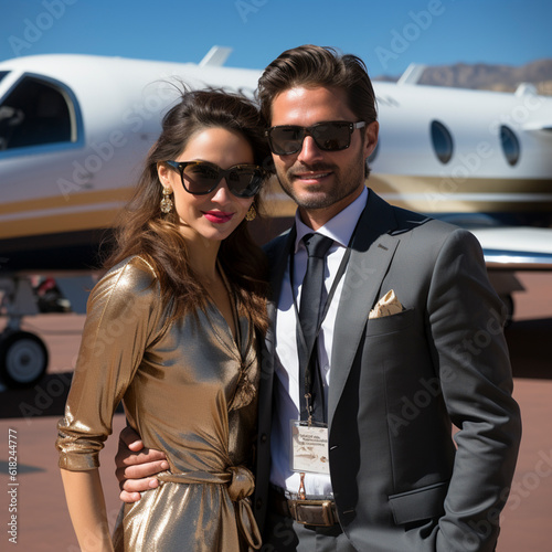 private flying by rich people and business people in their own planes for vacation and luxury and business, ai generated