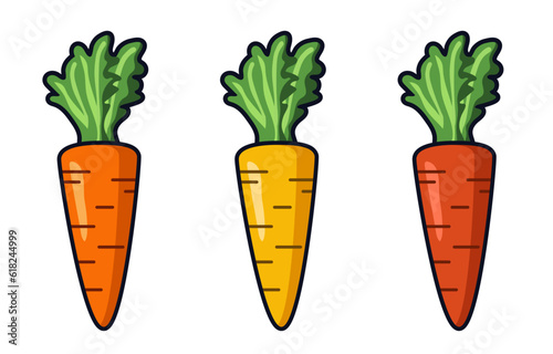 Carrot set. Vector cartoon clipart isolated on white background.